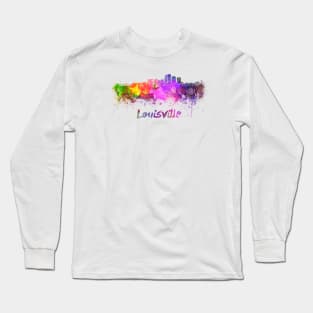 Louisville skyline in watercolor Long Sleeve T-Shirt